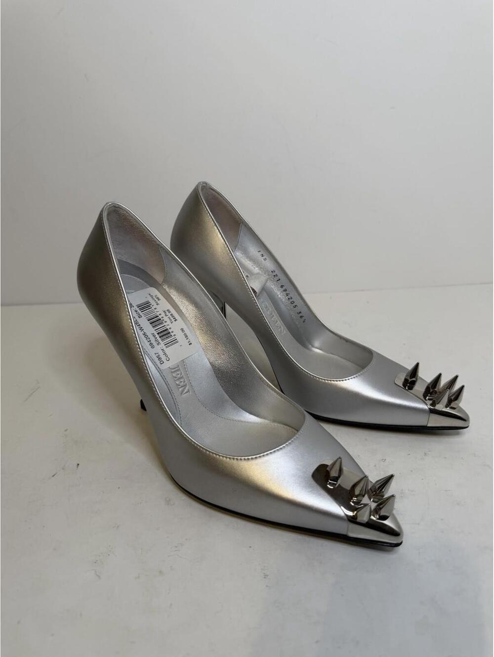 Alexander McQueen Spike Toe Pumps Silver EU 36.5 US 6.5 New No Box